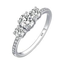Anel Redondo De Zircônia Em Prata Esterlina 925 Para Mulheres 0.5ct Clássico Moda Aniversário Anel Redondo De Zircônia Em Prata Esterlina 925 Para Mulheres 0.5ct Clássico Moda Aniversário