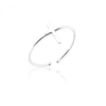 Anel Regulável Cruz Minimalista Religioso Prata 925