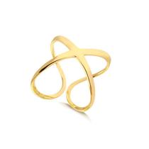 Anel Regulavel Em Formato De X Folheado A Ouro