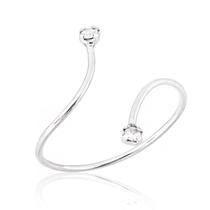 Anel Regulável Em Prata 925 Fio Cristal Ponto De Luz