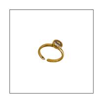 Anel Regulável Feminino Sole Banhado a Ouro 18k com Pedra Cravejada - Semijoia -