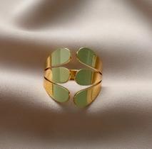 Anel Regulável Fios Achatados Aço 316L Dourado