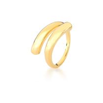 Anel Regulavel Liso Curvo Com 2 Voltas Banhado a Ouro