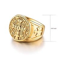 Anel Religioso São Bento Dourado Ajustável Masculino Medalha Católica de Fé e Proteção Anel Religioso São Bento Dourado Ajustável Masculino Medalha Católica de Fé e Proteção