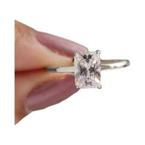 Anel Retangular De Zircônia Em Prata Esterlina 925 Para Mulheres 1-5CT Joias De Luxo Para Noivado E Anel Retangular De Zircônia Em Prata Esterlina 925 Para Mulheres 1-5CT Joias De Luxo Para Noivado E