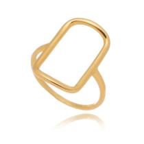 Anel Retângulo Colecionável Minimalista Vazado Delicado - Semijóia Banhada Ouro 18K