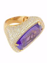 Anel Retangulo Roxo Cravejado Anel Retangulo Roxo Cravejado