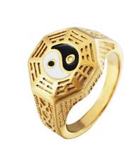 Anel Retrô Yin Yang Tai Chi Banho Ouro 18k Imperador