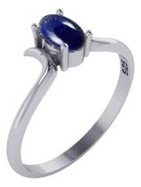 Anel Roma Lápis-lazúli Natural Pura Prata 925 - Tudo Prata Anel Roma Lápis-lazúli Natural Pura Prata 925 - Tudo Prata