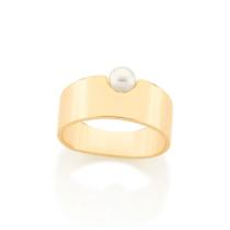 Anel Rommanel Aro Liso com Pérola Folheado a Ouro 512948 Anel Rommanel Aro Liso com Pérola Folheado a Ouro 512948