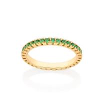 Anel Rommanel Banhado Ouro 18k Aparador Zircônias Verde 513310