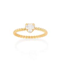 Anel Rommanel Banhado Ouro 18k Aro Esferas Coração De Zircônia 513327