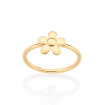 Anel Rommanel Banhado Ouro 18k Aro Fino Flor 513294 Anel Rommanel Banhado Ouro 18k Aro Fino Flor 513294
