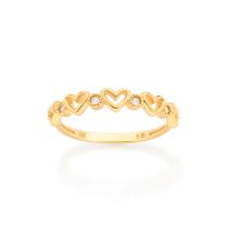Anel Rommanel Banhado Ouro 18k Corações e Zircônias 513331