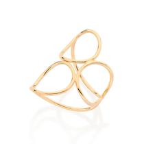 Anel rommanel banhado ouro 18k feminino grande maxi aro duplo 3 círculos vazados 513511
