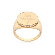 Anel rommanel banhado ouro 18k feminino redondo personalizável nome 513506