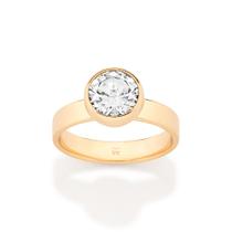 Anel Rommanel Banhado Ouro 18K Solitário Com Zirconia 513657