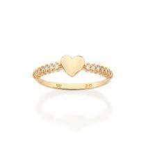 Anel rommanel banhado ouro 3x 24k 18k e 22k fino coração cravejado pedra zircônias 513501