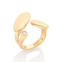 Anel Rommanel Banhado Ouro Aro Ajustável Oval E Zircônia 513021