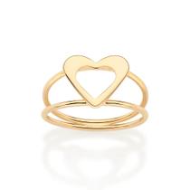 Anel Rommanel Banhado Ouro Aro Duplo Coração 513466 Anel Rommanel Banhado Ouro Aro Duplo Coração 513466