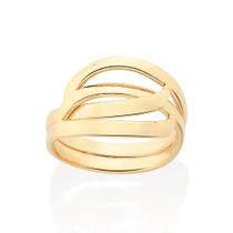 Anel Rommanel Banhado Ouro Aro Duplo Entrelaçado 513450 Anel Rommanel Banhado Ouro Aro Duplo Entrelaçado 513450