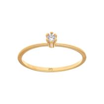 Anel Rommanel Banhado Ouro Aro Fino Solitário Zircônia 512180