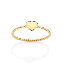 Anel Rommanel Banhado Ouro Aro Fino Torcido Com Coração Liso 513223