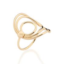 Anel Rommanel Banhado Ouro Círculos Vazados 513529