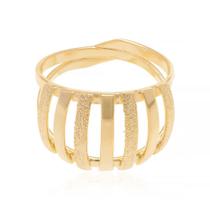 Anel Rommanel Banhado Ouro Maxi Vazado Com Filetes