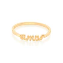 Anel Rommanel Banhado Ouro Skinny Ring Amor 512887