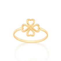 Anel Rommanel Banhado Ouro Trevo Quatro Folhas 512875
