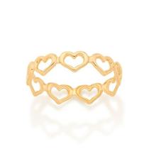 Anel Rommanel com aro de coraçoes folheado a ouro 512867