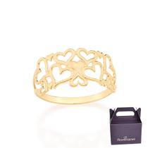 Anel Rommanel Corações Vazados Banhado A Ouro 512357 Anel Rommanel Corações Vazados Banhado A Ouro 512357