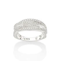 Anel Rommanel Entrelaçado Prata 925 Com Zircônias 810235 Anel Rommanel Entrelaçado Prata 925 Com Zircônias 810235