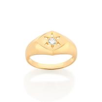 Anel Rommanel Estrela 6 Pontas Zircônia Folheado Ouro 512995