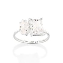 Anel Rommanel Eu e Você Prata 925 com Zircônias 810212 Anel Rommanel Eu e Você Prata 925 com Zircônias 810212