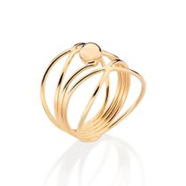 Anel rommanel feminino banhado ouro 18k maxi anel fios entrelaçados 513530 Anel rommanel feminino banhado ouro 18k maxi anel fios entrelaçados 513530