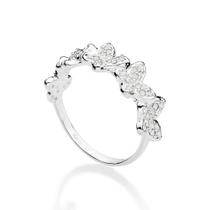 Anel rommanel feminino prata 925 borboletas com zircônias 810338