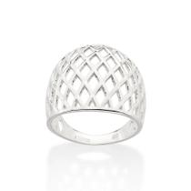 Anel rommanel feminino prata 925 grande maxi trama vazado 810301