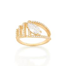 Anel Rommanel Folheado a Ouro com Zircônia 512977 Anel Rommanel Folheado a Ouro com Zircônia 512977