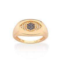 Anel Rommanel Folheado Ouro Olho Grego Com Zirconias 513364