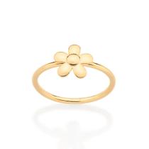 Anel Rommanel Folheado Ouro Skinny Ring Com Flor 513294