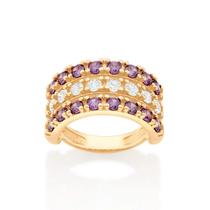 Anel Rommanel Folheado Ouro Tripo Com Zirconias 513250 Anel Rommanel Folheado Ouro Tripo Com Zirconias 513250