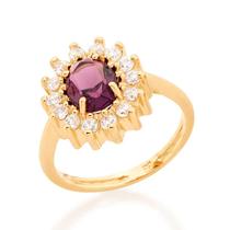 Anel Rommanel Formatura Flor Cristal Oval E Zircônias 511482