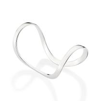 Anel rommanel prata 925 feminino grande maxi ondulado aro duplo 810312