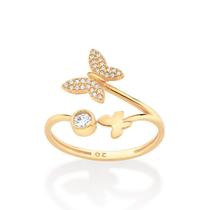 Anel Rommanel Skinny Borboleta Fol. Ouro com Zircônia 513380