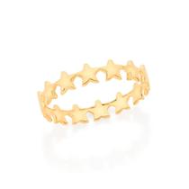 Anel Rommanel Skinny Fino Estrelas Banhado Ouro 18k 513222 Anel Rommanel Skinny Fino Estrelas Banhado Ouro 18k 513222