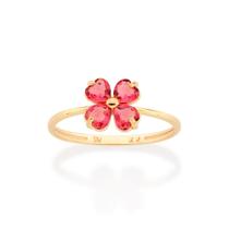 Anel Rommanel Skinny Flor Folheado Ouro com Cristais 513379 Anel Rommanel Skinny Flor Folheado Ouro com Cristais 513379