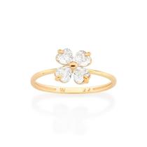 Anel Rommanel Skinny Flor Folheado Ouro com Zircônias 513389