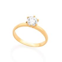 Anel Rommanel Solitário Zircônia Banhado A Ouro 512405 Anel Rommanel Solitário Zircônia Banhado A Ouro 512405